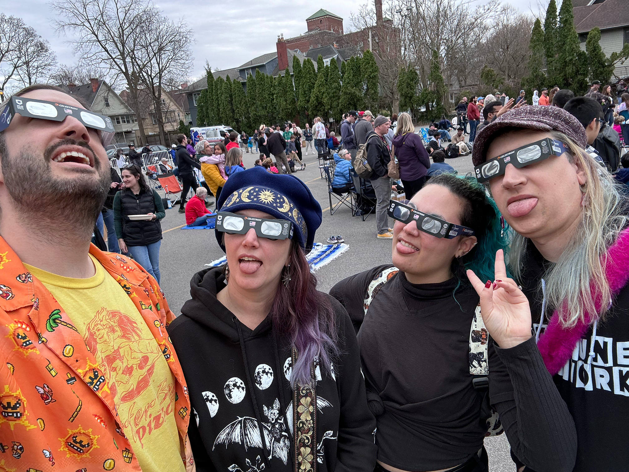 Photo of the four of us at the Rochester eclipse